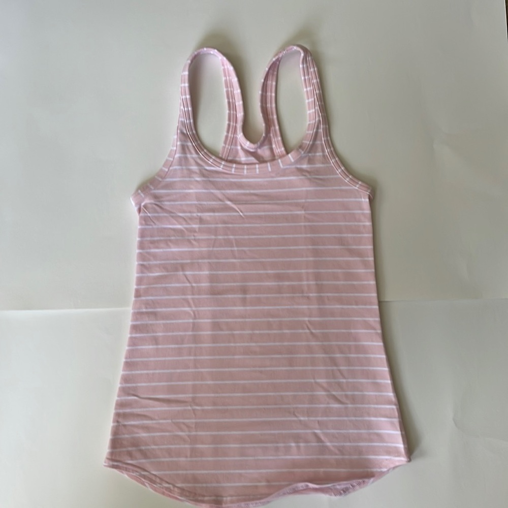 Lululemon racer back light pink with white stripes (size 4/6)